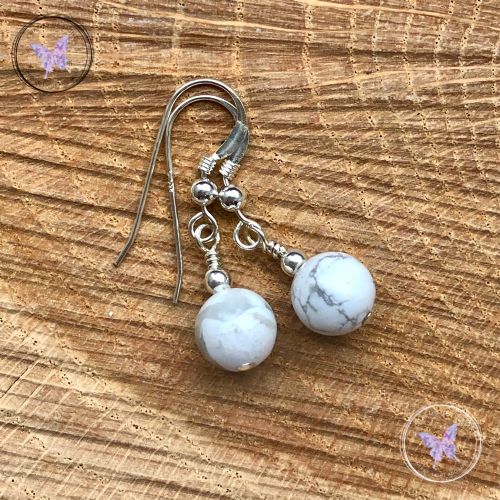 Classical Howlite Silver Earrings